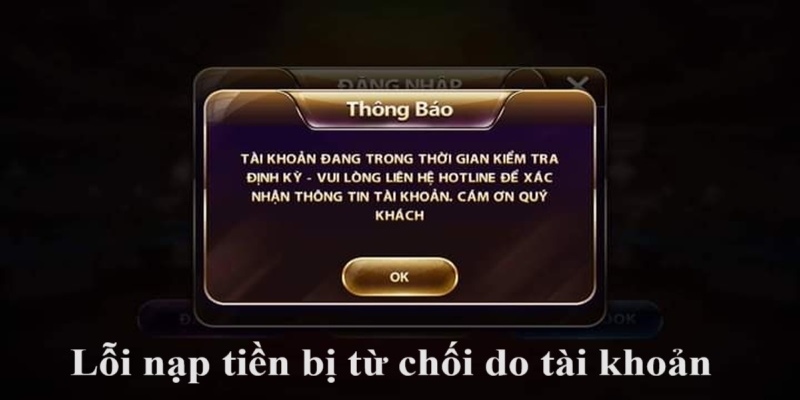 Tài khoản không hợp lệ nên không thể thực hiện thanh toán